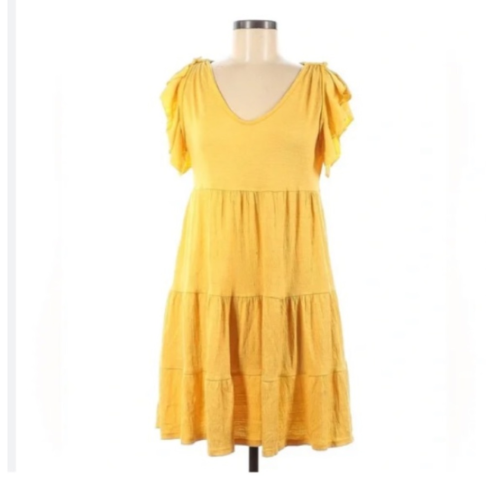 NEW Max Studio Boho Mini Dress, Size Small, Mustard Yellow